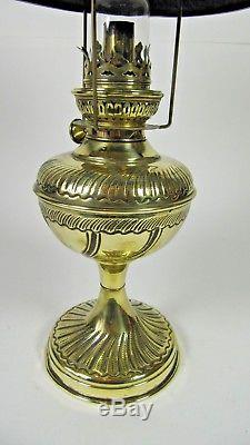 Antique French Oil Lamp Parisian Brass Jeweled Table Light Kerosine Victorian