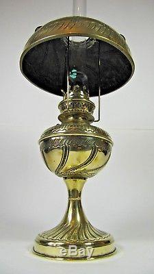 Antique French Oil Lamp Parisian Brass Jeweled Table Light Kerosine Victorian