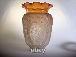 Antique French Oil Lamp Shade Peg Lamp/Gaudard Shade/Kosmos Acid Etched Shade