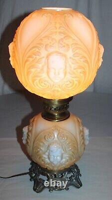 Antique GWTW Baby Face Cherub Electrified Oil Lamp