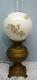 Antique GWTW Converted to Electric Oil Lamp White Hand Painted Floral Globe