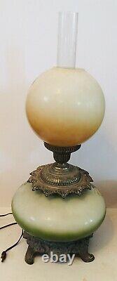 Antique GWTW Oil Kerosene Banquet Parlor Gone With the Wind Yellow Pink Roses