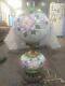Antique GWTW Oil Lamp electric conversion Gone With The Wind Hand Painted Glass