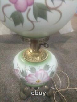 Antique GWTW Oil Lamp electric conversion Gone With The Wind Hand Painted Glass