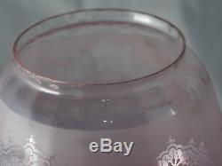 Antique Glass Cranberry Etched Tulip Oil Lamp Shade 4 fitter Hinks no1 Triple