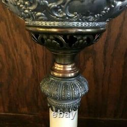 Antique Gone With The Wind Banquet Oil Lamp 1800's Victorian Era Glass Brass