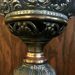 Antique Gone With The Wind Banquet Oil Lamp 1800's Victorian Era Glass Brass