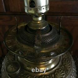 Antique Gone With The Wind Banquet Oil Lamp 1800's Victorian Era Milkglass
