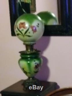 Antique Gone With The Wind Oil Lamp Converted Hand Painted