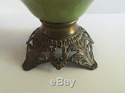 Antique Gone With the Wind GWTW Kerosene Oil Hand Painted Green Lamp- NEW PRICE
