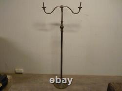 Antique Gothic Cast Brass / Bronze Standard Oil, Gas Floor Standing Lamp, Candle