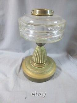 Antique HINKS OR MESSENGERS Cut Glass Duplex Oil Lamp Font & BRASS BASE