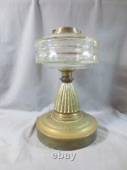 Antique HINKS OR MESSENGERS Cut Glass Duplex Oil Lamp Font & BRASS BASE