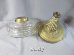 Antique HINKS OR MESSENGERS Cut Glass Duplex Oil Lamp Font & BRASS BASE