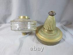 Antique HINKS OR MESSENGERS Cut Glass Duplex Oil Lamp Font & BRASS BASE