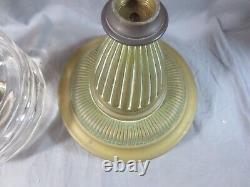 Antique HINKS OR MESSENGERS Cut Glass Duplex Oil Lamp Font & BRASS BASE