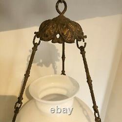 Antique Hanging Oil Lamp (CAN BE WIRED FOR ELECTRIC CEILING LIGHT)