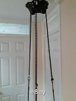 Antique Hanging Oil Lamp Frame Only & Counterbalance Weight For Restoration or