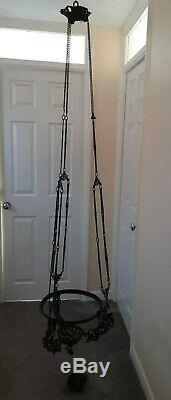 Antique Hanging Oil Lamp Frame Only & Counterbalance Weight For Restoration or