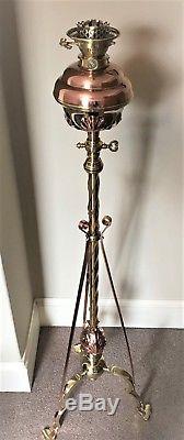 Antique Hinks Arts & Crafts Standard Telescopic Oil Lamp WAS Benson Style