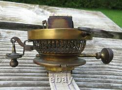 Antique Hinks Duplex Brass Oil Lamp Burner, Raiser & Safety, Williams & Bach