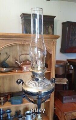 Antique Hinks Duplex Brass Oil Lamp On Cast Iron Stand. DELIVERY POSSIBLE