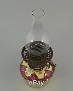 Antique Hinks Patent Enamelled Brass Drop In Oil Lamp Sherwood Duplex Burner