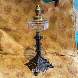 Antique Hinks & Sons Victorian Electric Brass Oil Light Lamp Arts & Crafts Iron