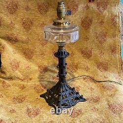 Antique Hinks & Sons Victorian Electric Brass Oil Light Lamp Arts & Crafts Iron