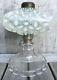 Antique Hobbs Snowflake White Opalescent Glass Oil Lamp c. 1880