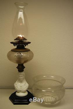 Antique Kerosene Oil Atterbury Boston Sandwich Glass Eapg Victorian Gwtw Lamp