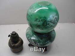 Antique Kerosene Oil Green Dragon Gone With The Wind Victorian Lamp
