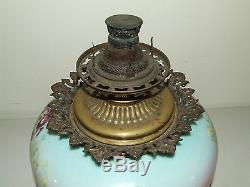 Antique Large Boyd Victorian GWTW Hand Painted Porcelain Banquet Oil Lamp c. 1880