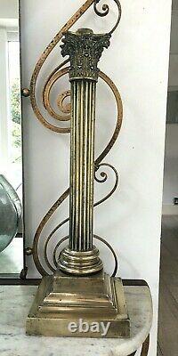 Antique Large Brass Corinthian Brass Oil Lamp