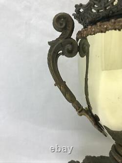 Antique MILLER Brass Fancy Oil Lamp Electrified Parlor Banquet Hurricane Lantern