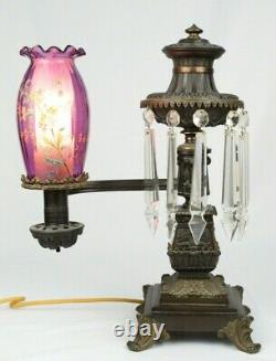 Antique Messenger & Sons Bronze Argand Oil Lamp Electrified