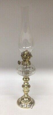 Antique Messengers Peg Oil Lamp Clear Glass Font And Shade