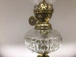 Antique Messengers Peg Oil Lamp Clear Glass Font And Shade