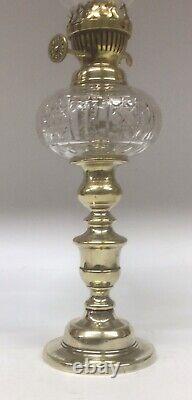 Antique Messengers Peg Oil Lamp Clear Glass Font And Shade