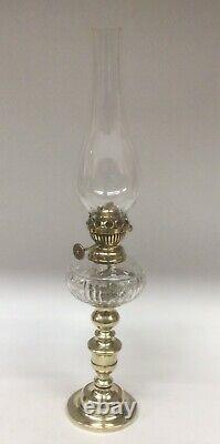 Antique Messengers Peg Oil Lamp Clear Glass Font And Shade