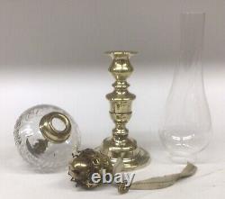 Antique Messengers Peg Oil Lamp Clear Glass Font And Shade