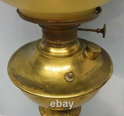 Antique Miller Brass Victorian Banquet Electric Oil Lamp Hand Painted Globe