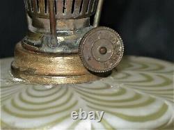 Antique Nailsea V V rare Miniature Oil Lamp with Antique Brass Stand OUTSTANDING