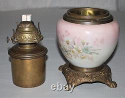 Antique Oil Kerosene Pink Lamp Base With Decorative Embossed P & A Burner
