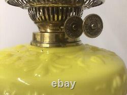 Antique Oil Lamp Acid Yellow Font Acid Yellow Glass Frilled Shade Duplex Burner