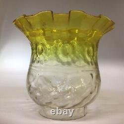 Antique Oil Lamp Acid Yellow Font Acid Yellow Glass Frilled Shade Duplex Burner