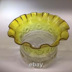 Antique Oil Lamp Acid Yellow Font Acid Yellow Glass Frilled Shade Duplex Burner