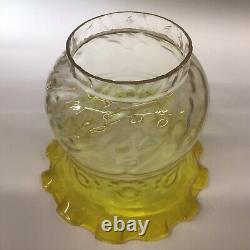 Antique Oil Lamp Acid Yellow Font Acid Yellow Glass Frilled Shade Duplex Burner