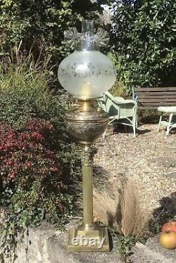 Antique Oil Lamp Banqueting Lamp Brass Duplex Burner Corinthian Column