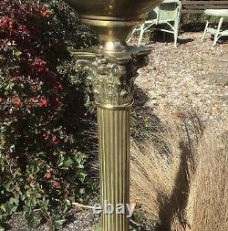 Antique Oil Lamp Banqueting Lamp Brass Duplex Burner Corinthian Column